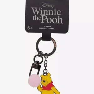 Disney Winnie the Pooh Keychain with Pink Pom-Pom